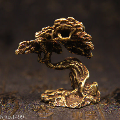 Brass Welcoming Pine Tree Tea Pet Ornaments Creative Copper Handmade Green Pine
