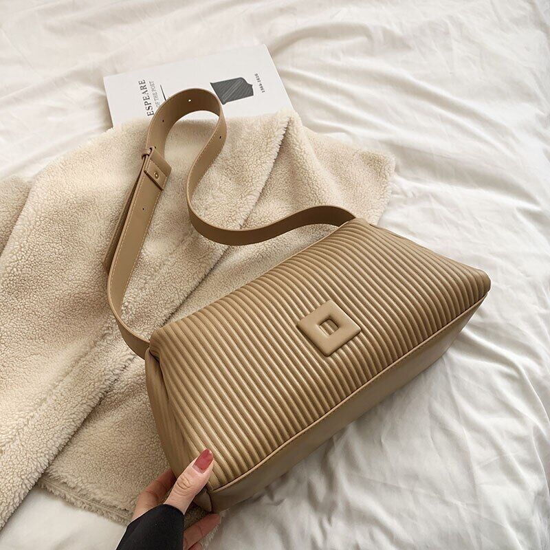 Shoulder Side Bags for Women PU Leather Small Bag Pleats Handbags and Purses