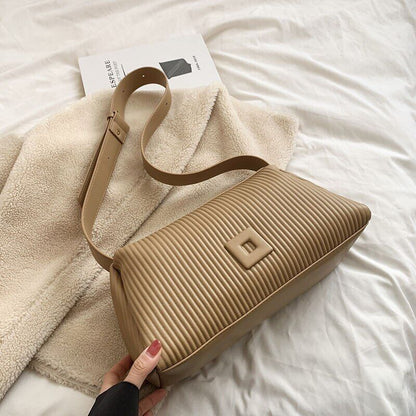 Shoulder Side Bags for Women PU Leather Small Bag Pleats Handbags and Purses