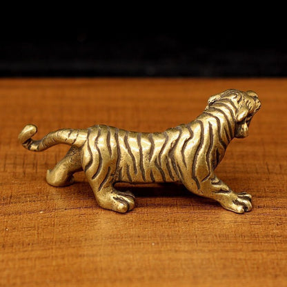 Solid Brass Tiger Figurine Statue Decor Ornament (Large Size)