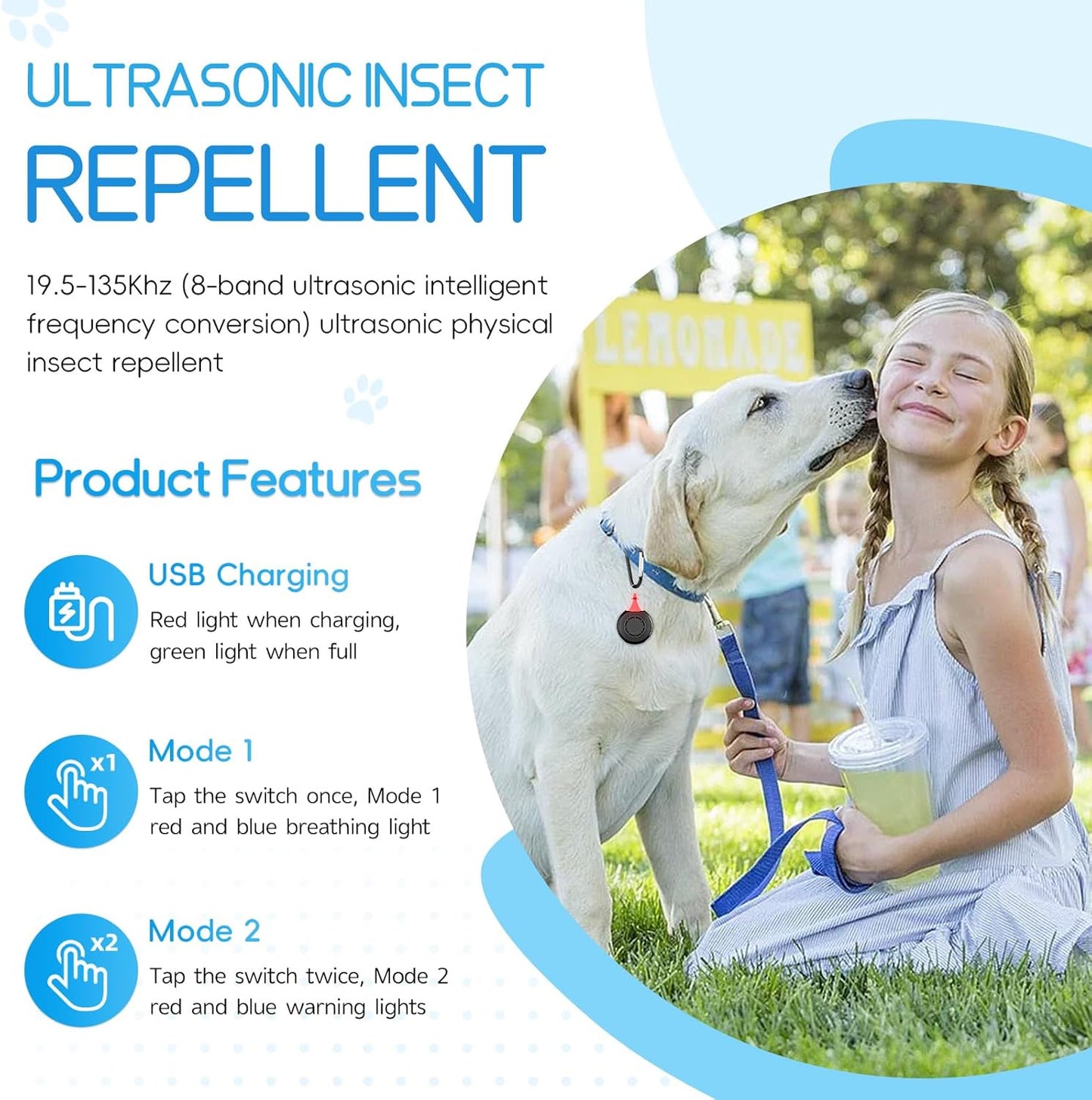 4xAnti Bug Insect Repellent Ultrasonic Pest Flea Tick Repeller for Pets Supplies