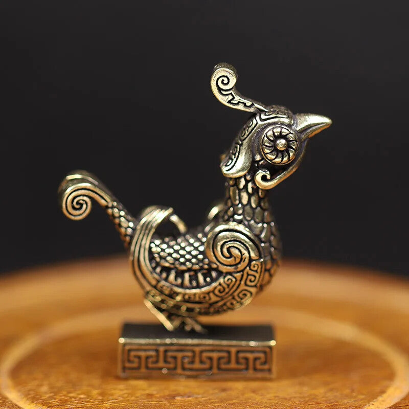 Small Sparrow Statue Metal Brass Tea Pet Table Ornament Accessories Vintage