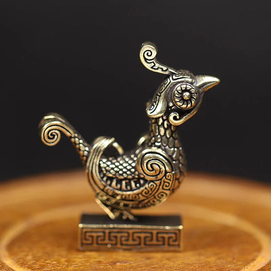 Small Sparrow Statue Metal Brass Tea Pet Table Ornament Accessories Vintage