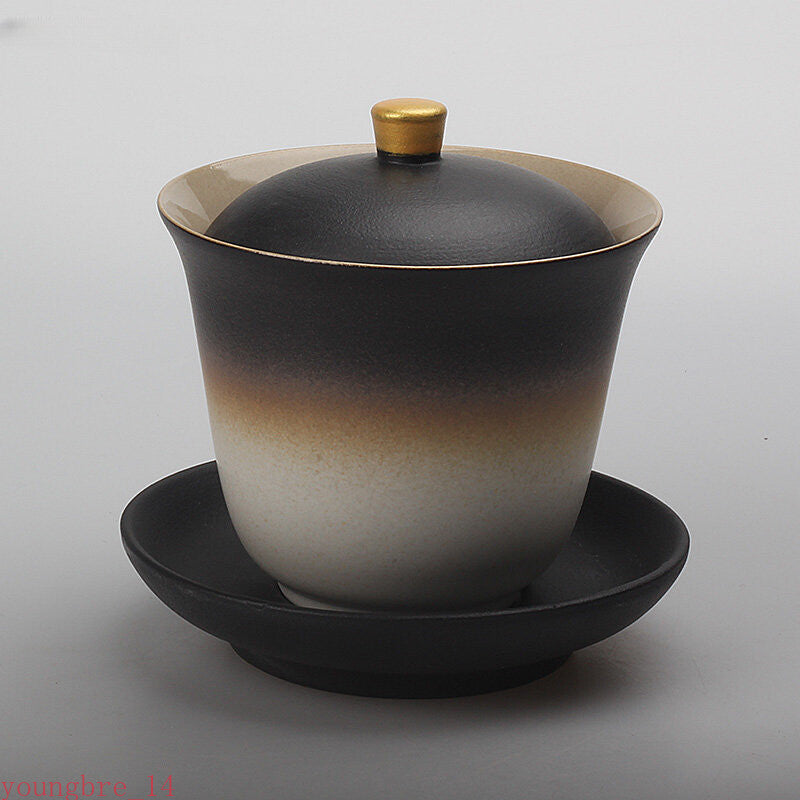 170ml Black Pottery Chinese Gaiwan Wedding Ceramic Tea Infuser Household