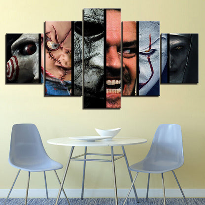 Horror Movie Scary Character Movies Poster Canvas Prints Painting Wall Art 5PCS