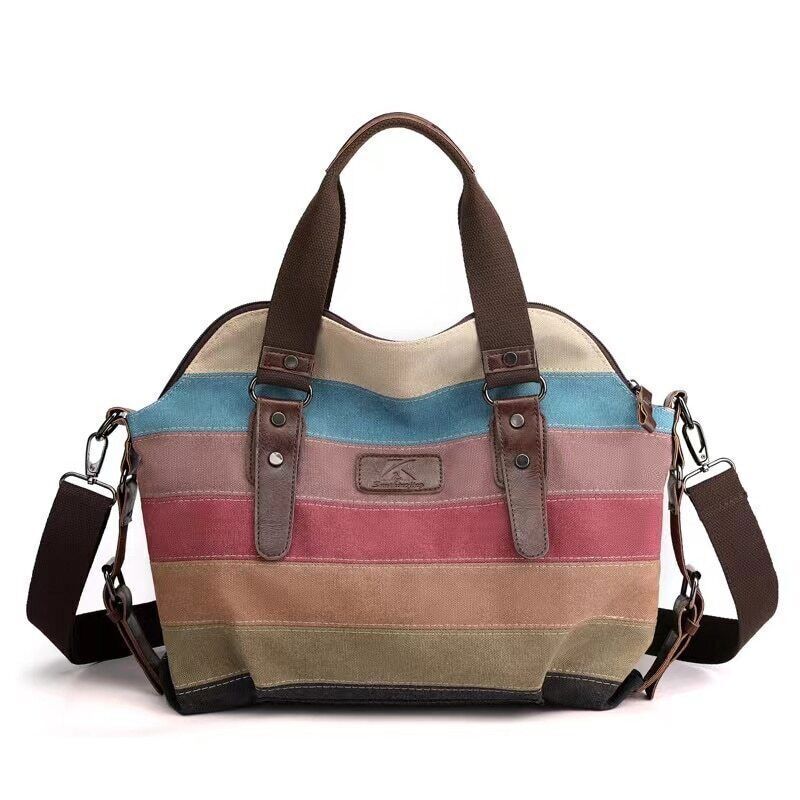 Canvas Women's Bag One Shoulder Handbag Lady's Crossbody Big Bag Contrast Bag