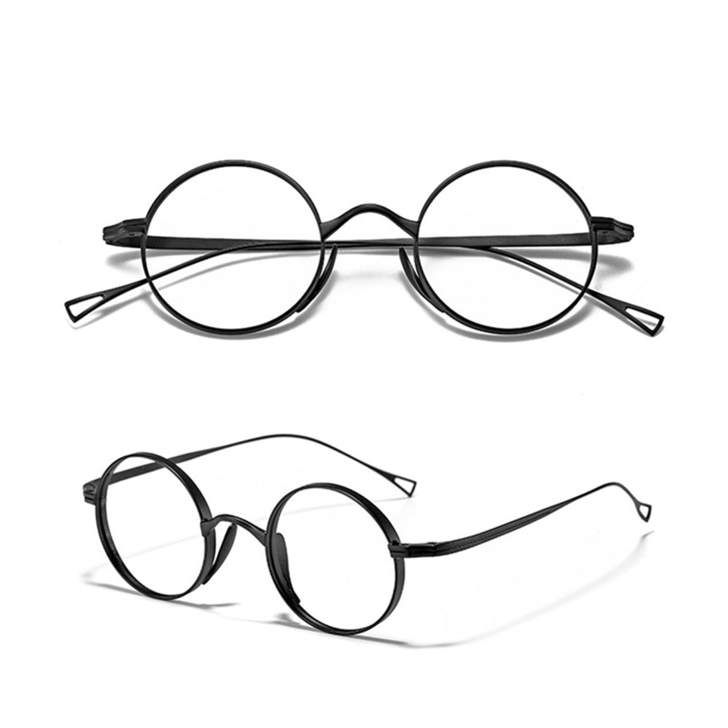 Unisex Classic Titanium Retro 45mm Round Eyeglasses Frames Fashion Black qw