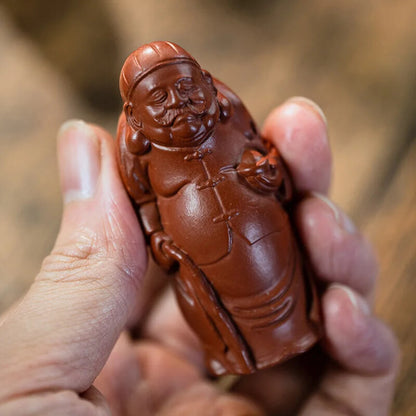Yixing Character Sculpture Purple Clay Tea Pet God Wealth Figurine Ornaments