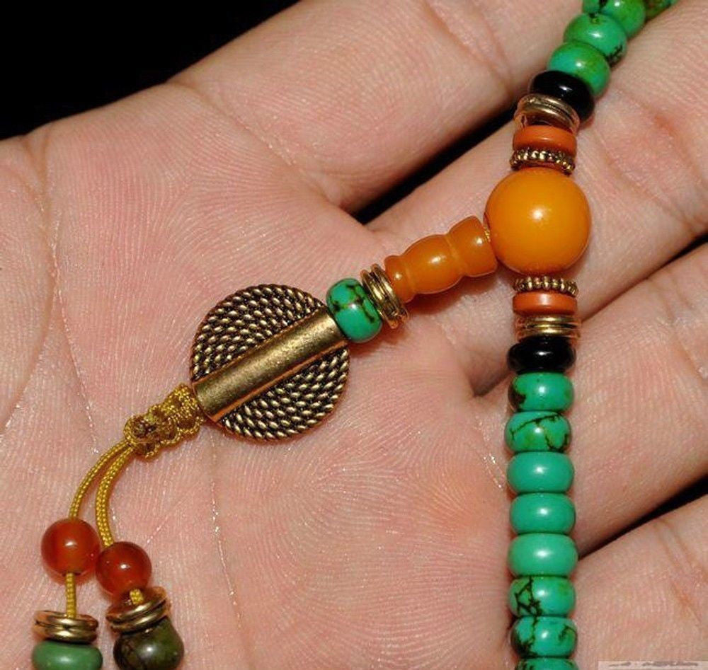 Tibet tibetan turquoise buddhist buddha prayer bead mala bracelet Dzi eye