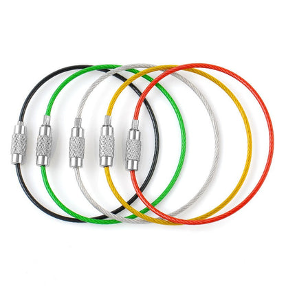 Screw Locking Stainless Steel Wire Keychain Cable Rope Key Holder 5/10/15/20Pcs