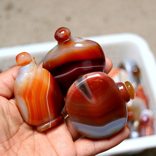 Absolutely Beautiful!1pcs Handmade Brazil Agate Snuff Bottle Perfume Random Send