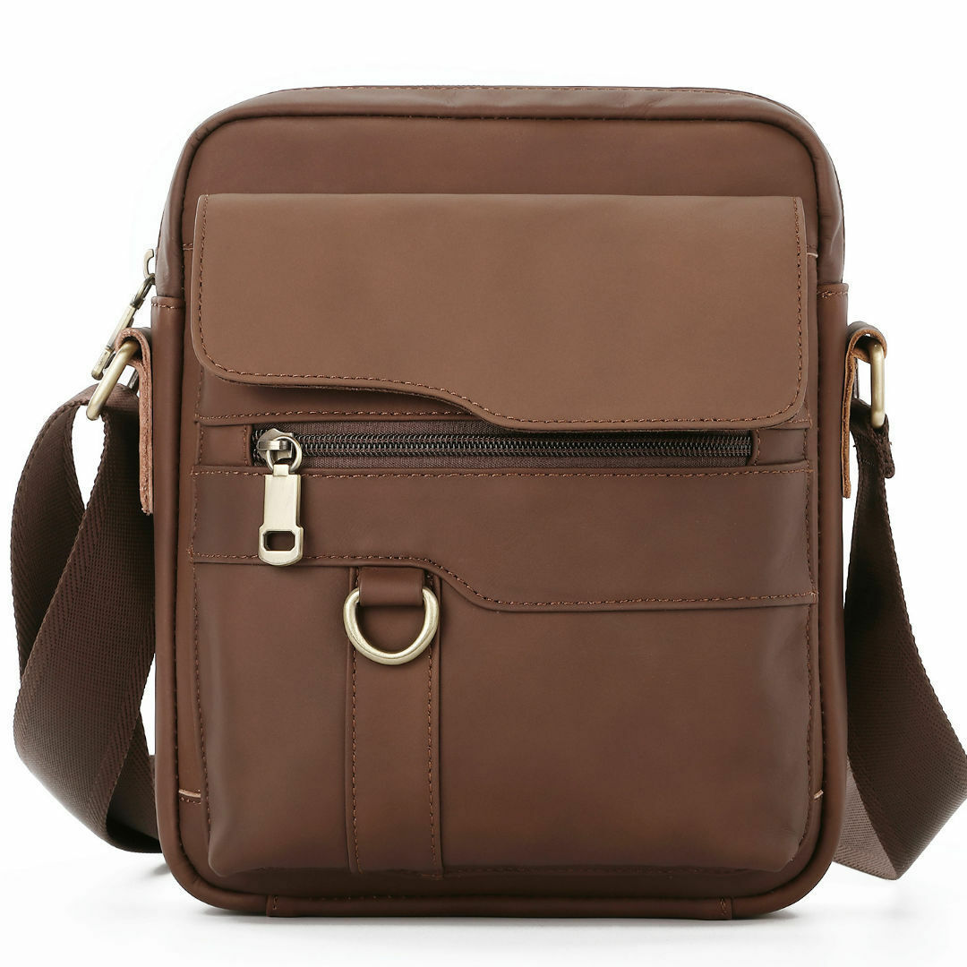 100% Genuine Leather Men's Sling Shoulder Bag Messenger Bag 8" Handbag Crossbody