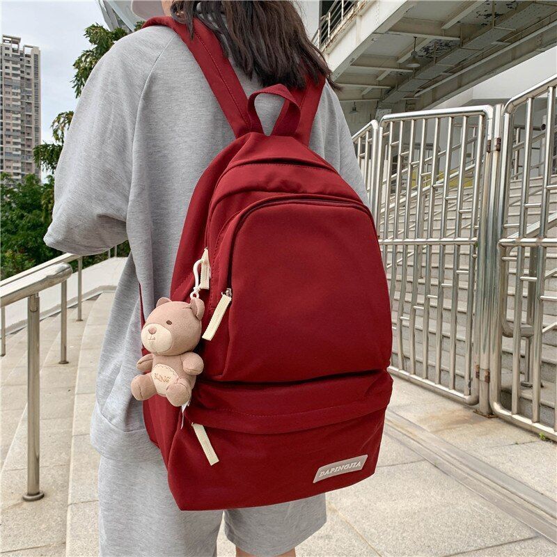 Double Zipper Women Backpack Waterproof Nylon School Student Bag Travel Rucksack