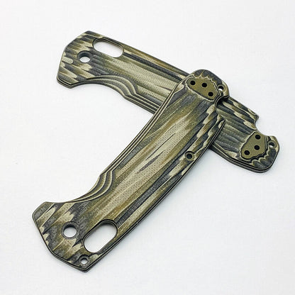 1 Pair G10 BK-GN Snake Pattern Handle Scales for Benchmade North Fork 15031