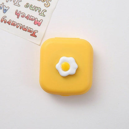 Contact Lens Case Box Mirror Women Mini Square Lovely Eyes Container Bag Travel