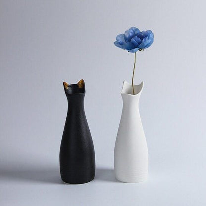Nordic Style Cat Ear Ceramic Vase Modern Flower Vase(Flowers NOT Included)