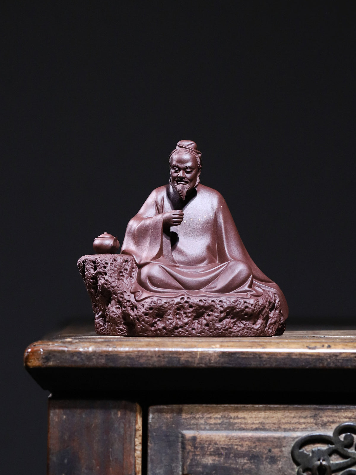Purple Sand Lu Yu Statue Tea-tasting Figure Chinese Tea Saint Drinking Decor