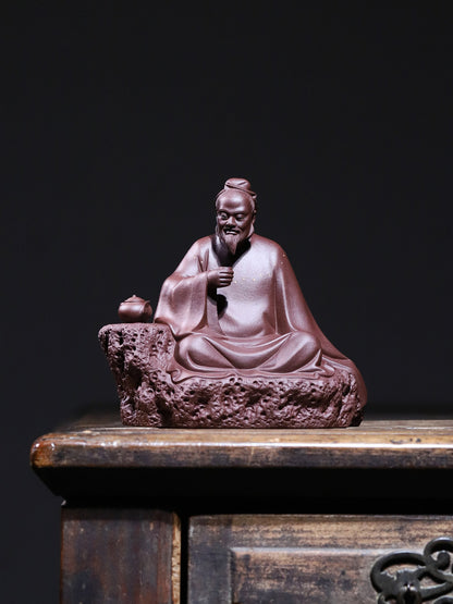 Purple Sand Lu Yu Statue Tea-tasting Figure Chinese Tea Saint Drinking Decor
