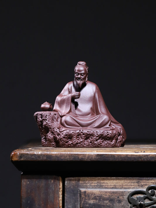 Purple Sand Lu Yu Statue Tea-tasting Figure Chinese Tea Saint Drinking Decor