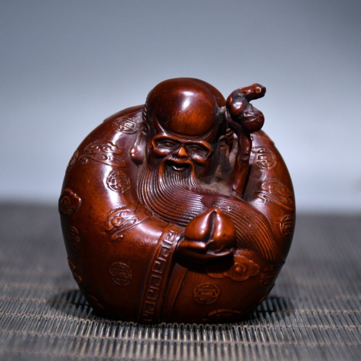 Boxwood Fu Lu Shou Statue 3pcs 1.97×2.76in 218g Wood Carving Decor