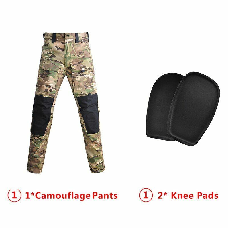 Hooded Shirt/ Pants Pads Tactical Camo Military Shooting Training Sport Hiking L