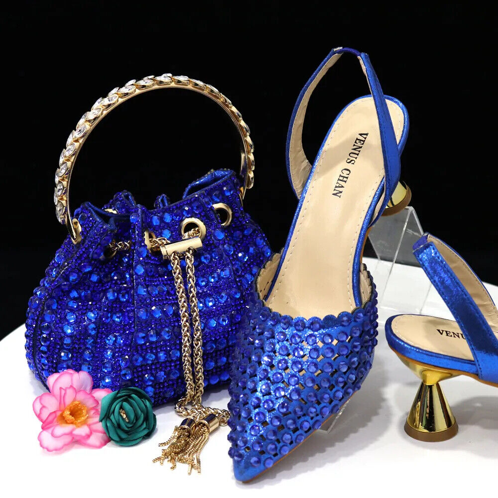 Pointed Toe Heels Women Party Wine Pumps Shoes Bags Matching Set