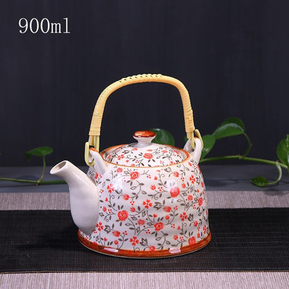900ml China Porcelain Teapot With Strainer Net High Capacity Tea Pot For Hotel