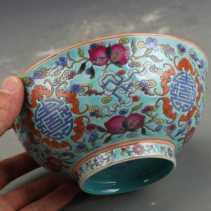 5.8 "Old Chinese Dynasty" Qing Dynasty Enamel Colorful Ruyi Pattern Bowl