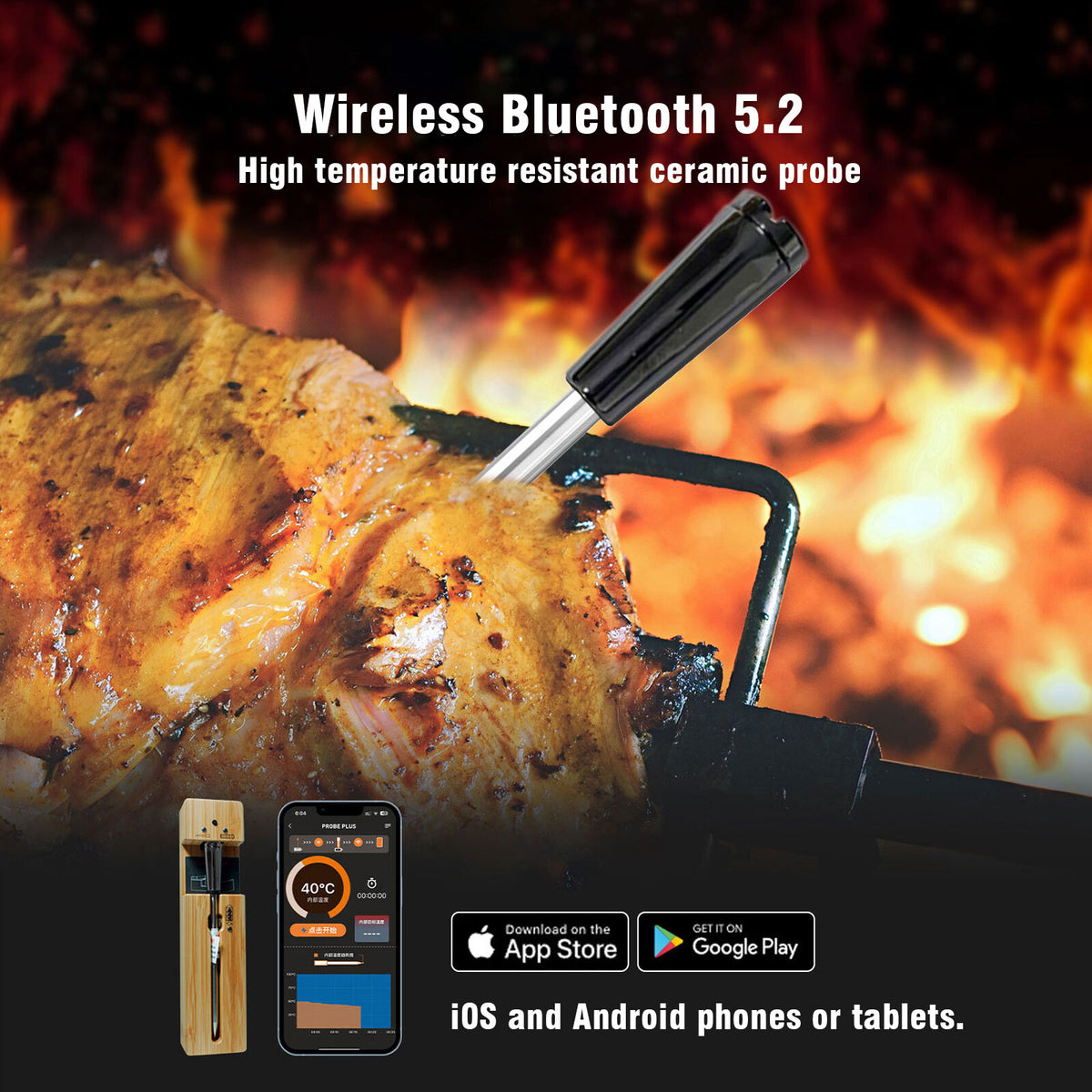 Barbecue Thermometer Kitchen Oven Meat Thermometer Bluetooth Meat BBQ