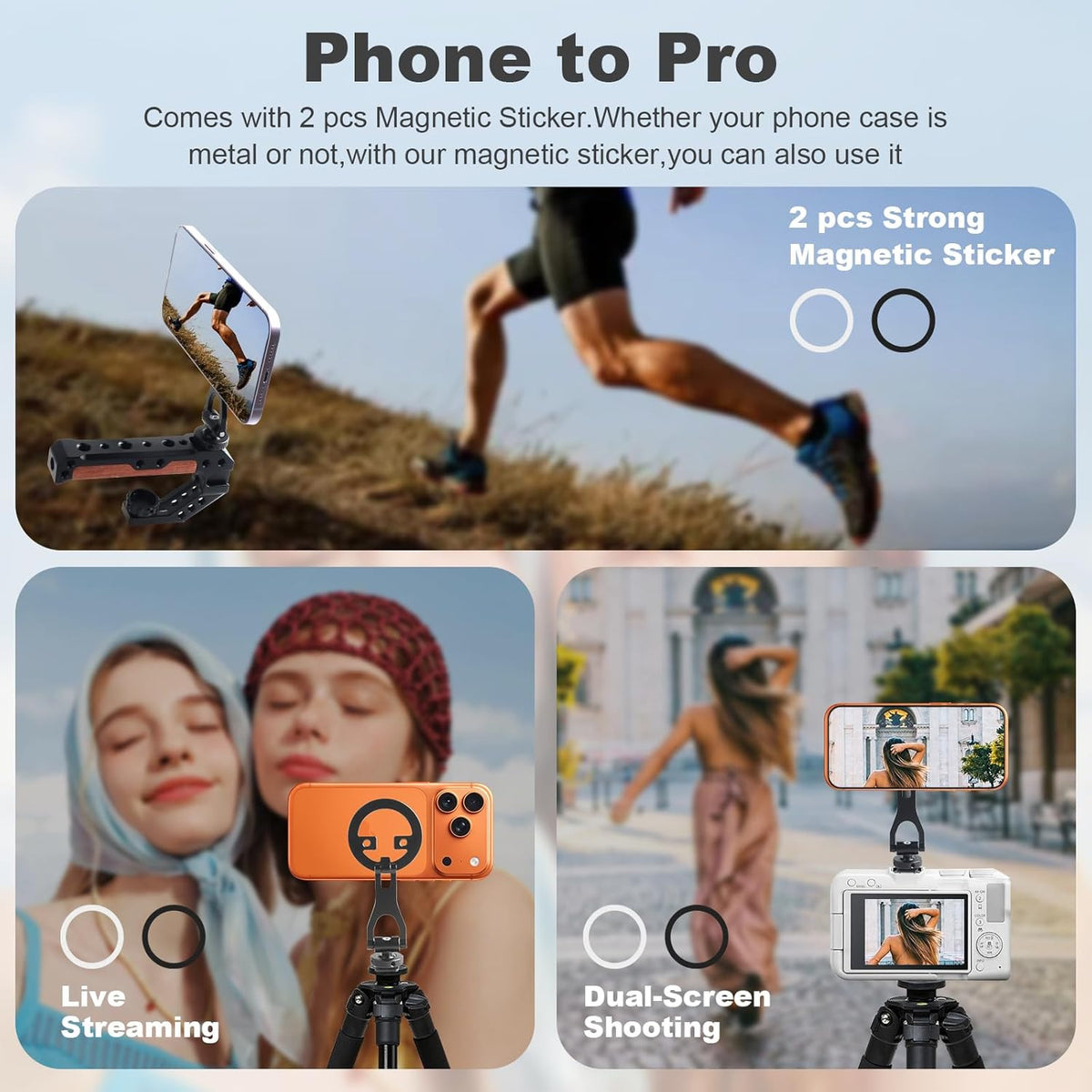 Universal Magnetic Phone Mount Holder with Sticker,Adjustable Rotatable Smartpho