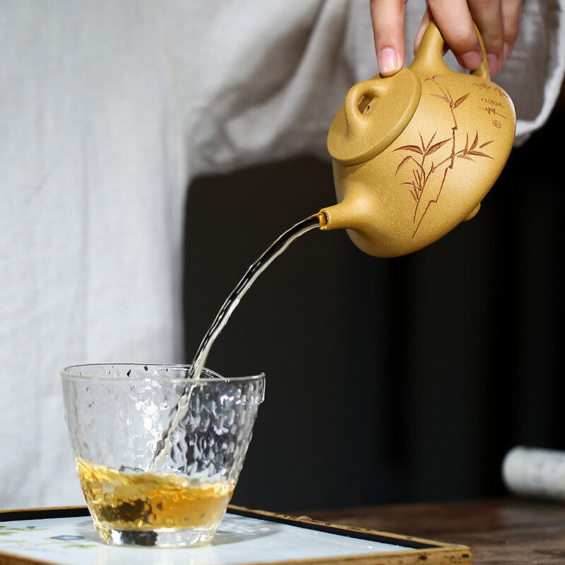 Bamboo Embossed Master Pot Real Yixing Zisha Duan Clay Shipiao Tea Pot Marked