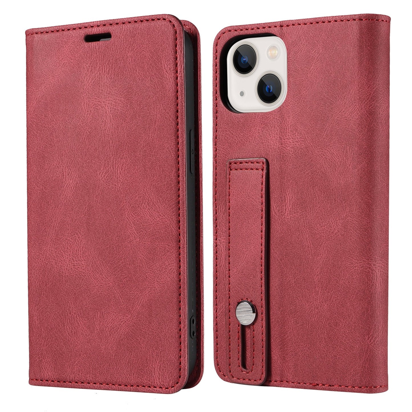 iPhone17/16/SE Wrist Strap Leather Cover Samsung S25 Flip Cover