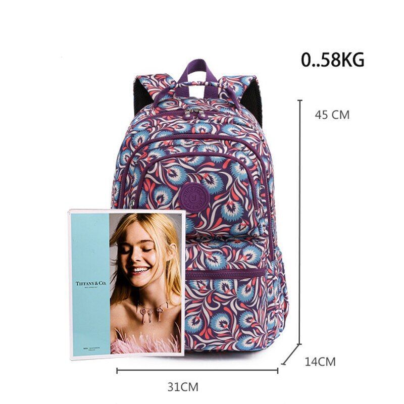 Backpack Large School Bags Anti-theft Nylon Waterproof Travel Rucksack Polyester