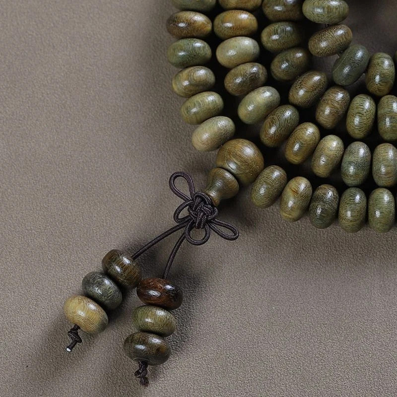Argentine Green Sandalwood 108 Beads Abacus Mala Bracelet Unisex Buddhist Prayer