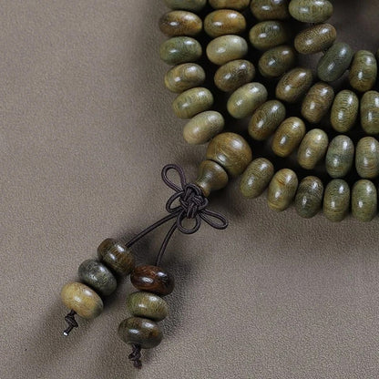 Argentine Green Sandalwood 108 Beads Abacus Mala Bracelet Unisex Buddhist Prayer
