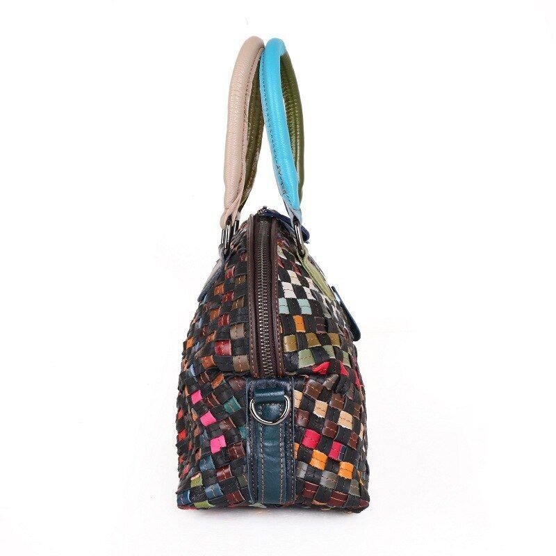 Polyester Retro Hand Woven Shell Bag Shoulder Purse Luxury Handbags 27*14*22 CM