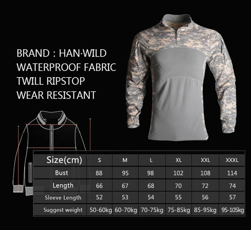 T-Shirt AND Pants Set Camouflage Suit Hiking Trousers Non Slip Silicone Elbow XL