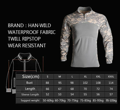 T-Shirt AND Pants Set Camouflage Suit Hiking Trousers Non Slip Silicone Elbow XL