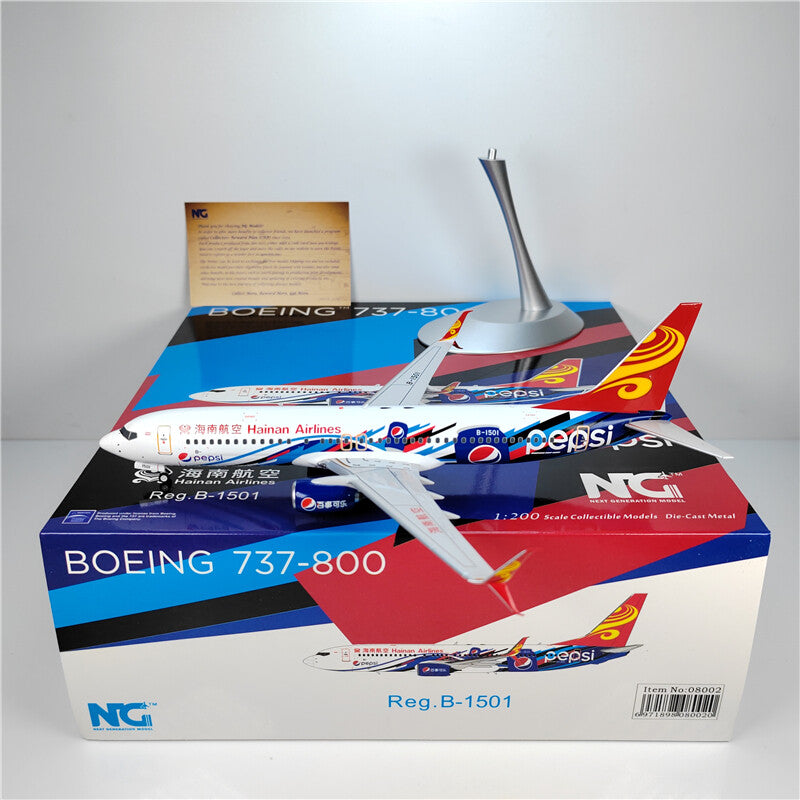 1:200 NG Model Hainan Airlines BOEING B737-800 Airplane Diecast Aircraft Model