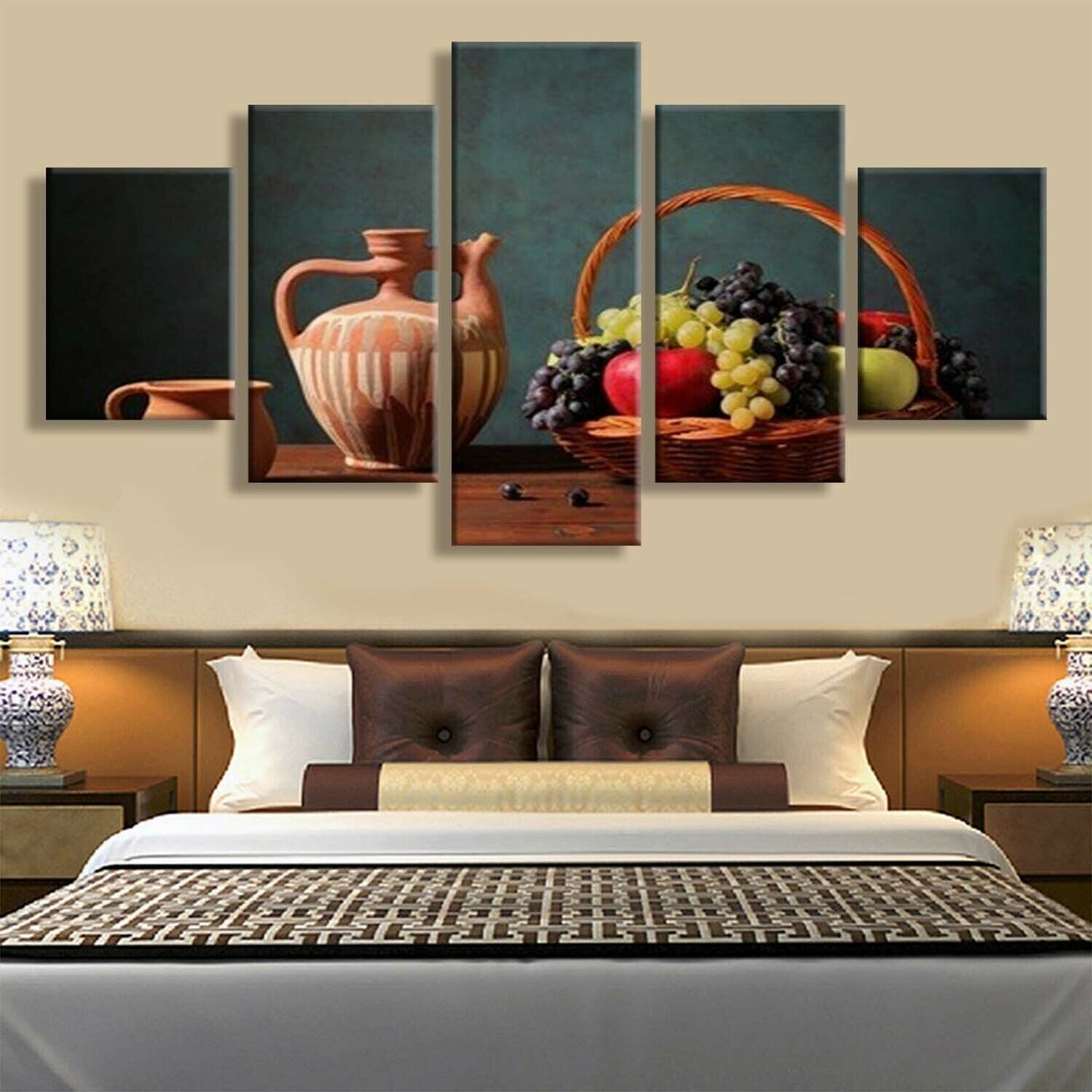 5 Piece Canvas Paintin Fruit Still Life Poster Print Home Room No Framed