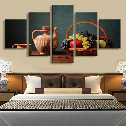 5 Piece Canvas Paintin Fruit Still Life Poster Print Home Room No Framed