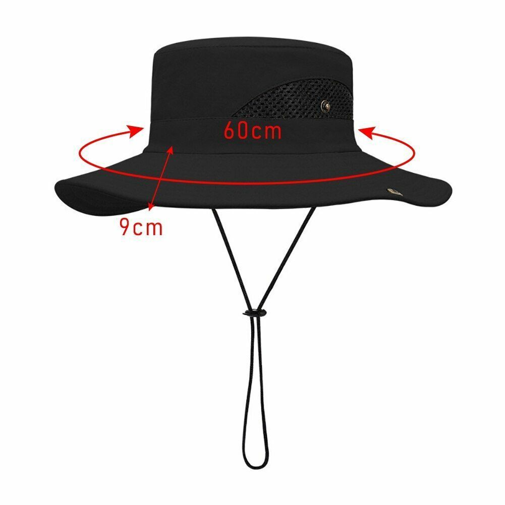 Outdoor Hat Fishing Hiking Cap Wide Brim Anti-UV Beach Sunshade Bucket Hat Blue