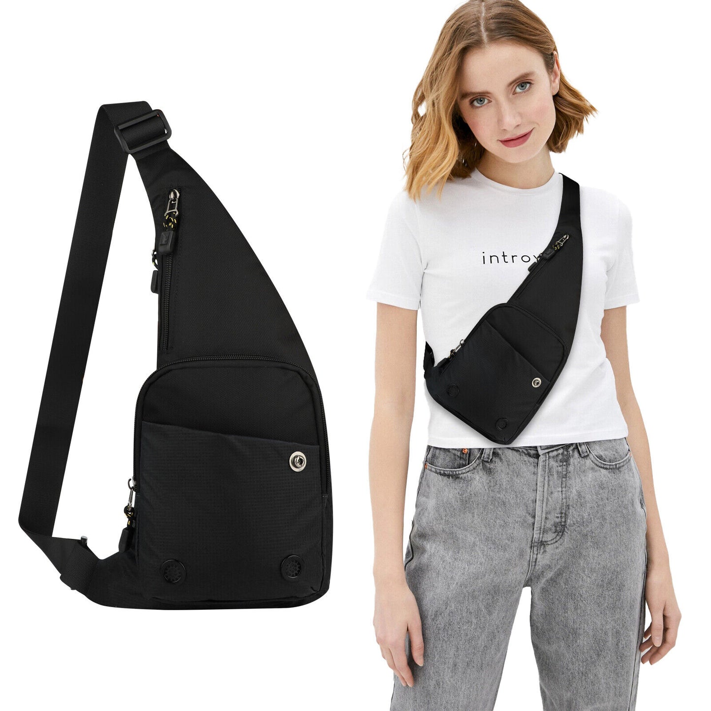 Men Sling Backpack Waterproof Shoulder Crossbody Chest Bag Sports Travel Handbag