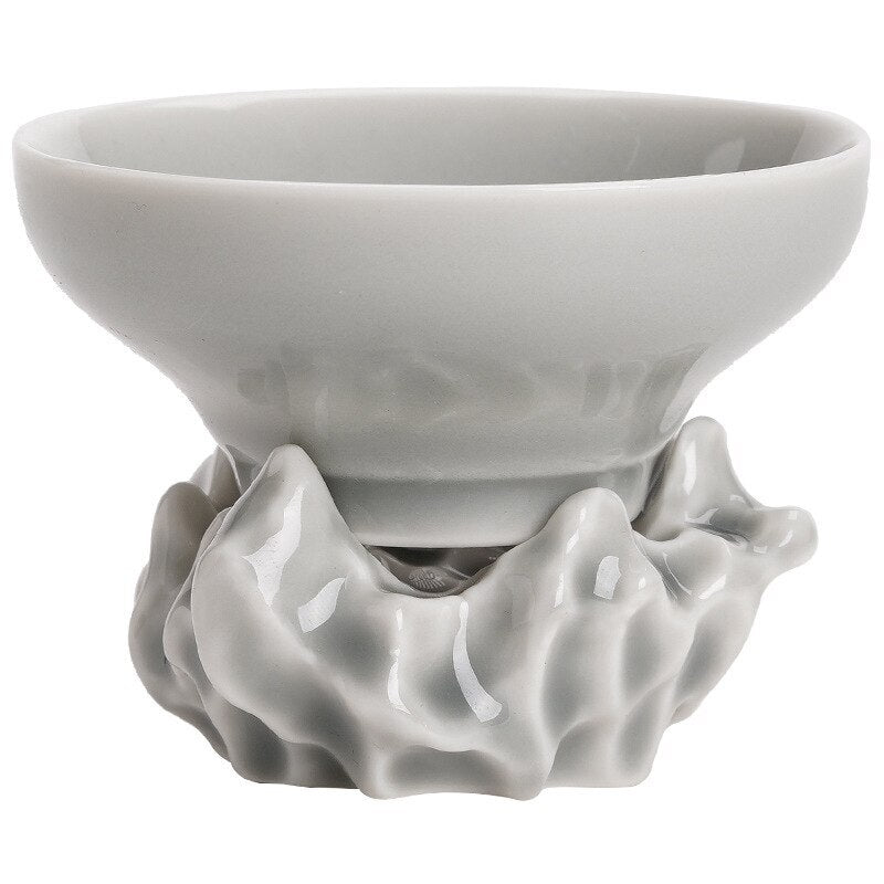 Japanese Gray Smoky Gray Glaze Filter Set Ceramic Tea Funnel Tea Filter