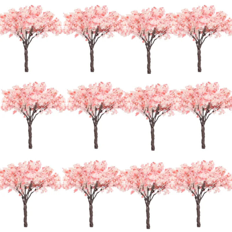 Miniature Cherry Flower Trees Model 65mm Plant Diorama Sand Table Layout 5-10Pcs
