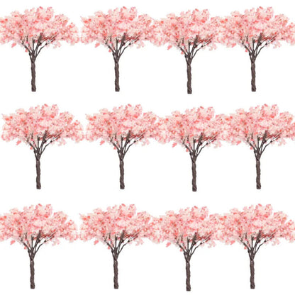 Miniature Cherry Flower Trees Model 65mm Plant Diorama Sand Table Layout 5-10Pcs