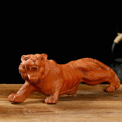 Creative Tea Pet Statue Tiger Handmade Artware Animal Zisha Purple Clay Tea Play