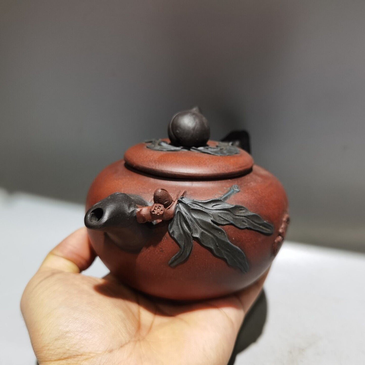 collect vintage chinese yixing purple clay teapot zisha ceramic peach teaware