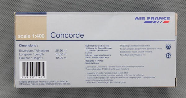 NEW Socates Air France Concorde F-BVFB 1:400 Diecast plane model airplane toy