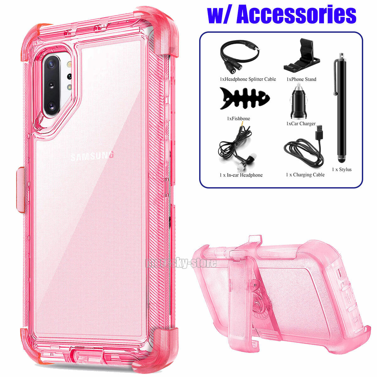Clear Case For Galaxy Note 10 / Plus Clip Stand Rubber & Tpu Cover / Accessories